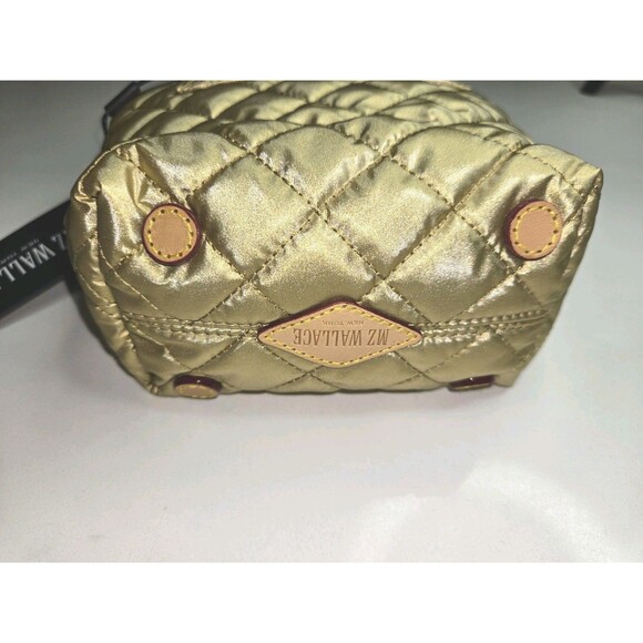 NWT MZ Wallace Gold Quilted Small Tote Bag Detachable Strap Zip Closure Designer - Picture 4 of 10